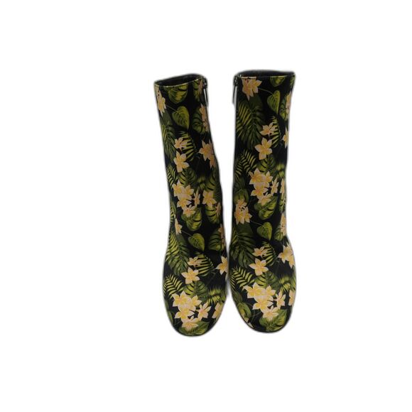 Gianvito Rossi Yellow/Green Floral Tropical Print Block Heel Ankle Boots Size 42 - Picture 1 of 11